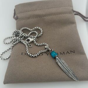 David Yurman Silver Necklace with Turquoise Accent